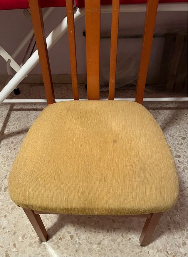 Pack 3 Sillas Madera Tapizadas Amarillo