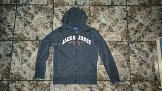 Sudadera Jack & Jones cremallera azul gris Talla M