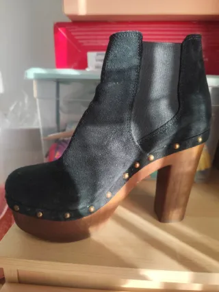 Botines Alpe Mujer Tacón Madera Tachuelas