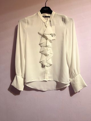 Blusa Zara Volantes Blanca