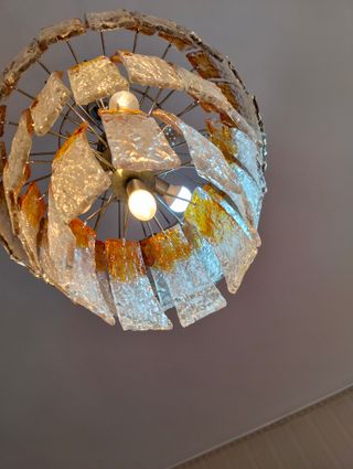 Lampadario vintage anni 70 vetro e metallo