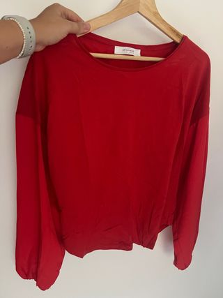 Camiseta roja manga larga Promod