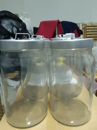 8 Botes Cristal y Metal Cocina