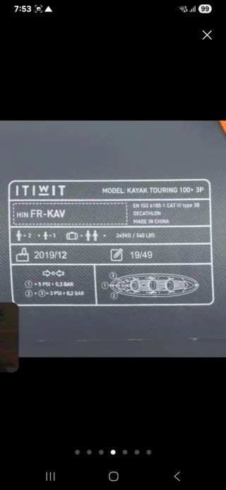 Kayak hinchable Itiwit 3 plazas