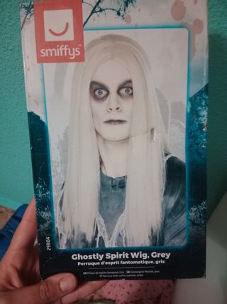 Peluca larga blanca fantasma Halloween