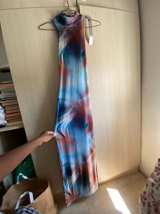 Vestido largo estampado multicolor