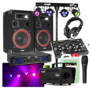 Aquiler Equipo DJ Completo: Altavoces, Mesa, Lucec