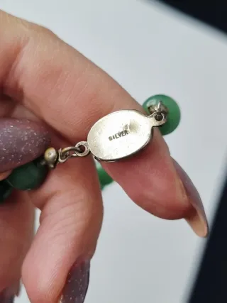 Collana Giada Annodata Mano Argento Vintage