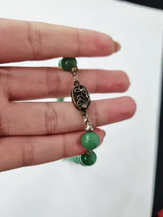 Collana Giada Annodata Mano Argento Vintage