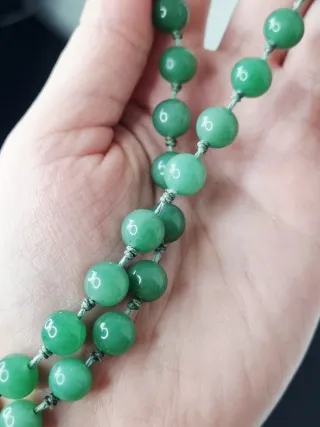 Collana Giada Annodata Mano Argento Vintage