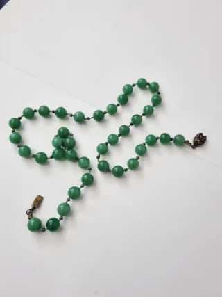 Collana Giada Annodata Mano Argento Vintage