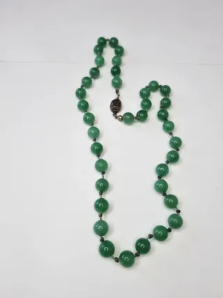 Collana Giada Annodata Mano Argento Vintage