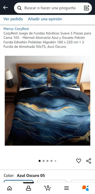 Funda Nórdica Azul y Dorado Mármol Abstracto