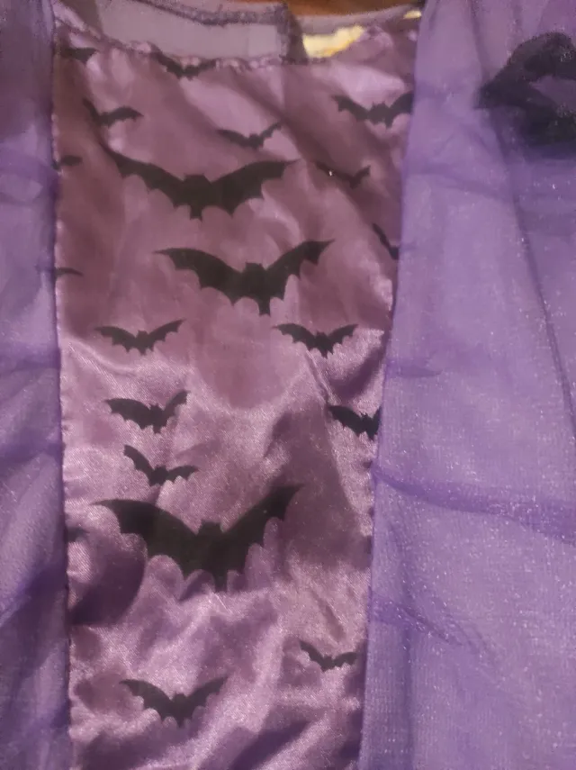 Vestido niña Halloween morado murciélagos