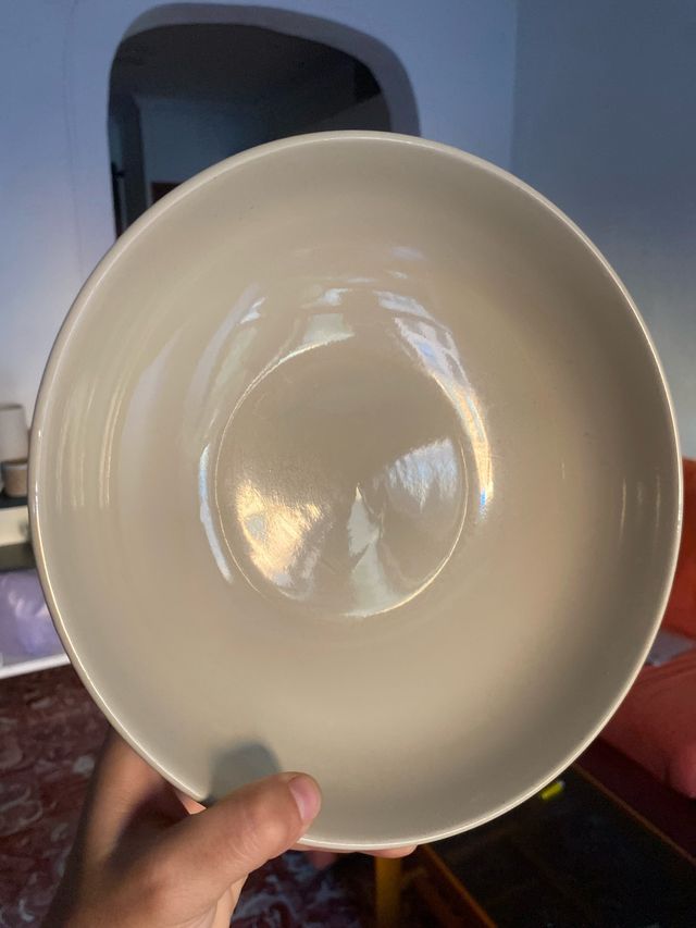 Fuente ensaladas beige cerámica