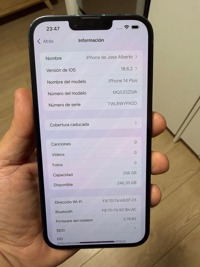Iphone 14 Plus 256gb azul. Unico dueño