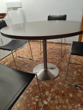 Mesa redonda madera pie inoxidable