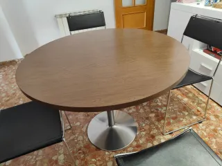 Mesa redonda madera pie inoxidable