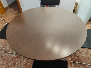 Mesa redonda madera pie inoxidable