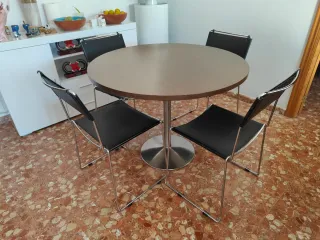 Mesa redonda madera pie inoxidable