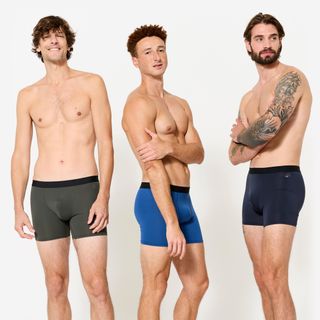 Lote 3 Bóxeres Hombre Azul Oscuro-Azul-Caqui Microfibra