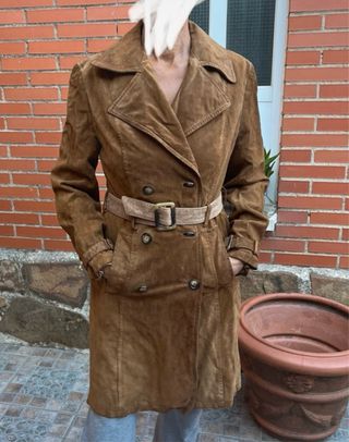Abrigo gabardina Zara piel porcina M