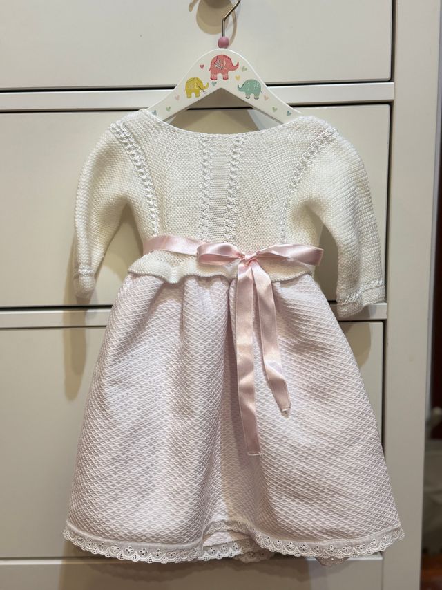 Vestido faldón 0-3 meses blanco