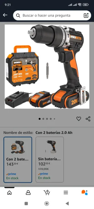 Taladro Percutor Inalámbrico Worx Nitro