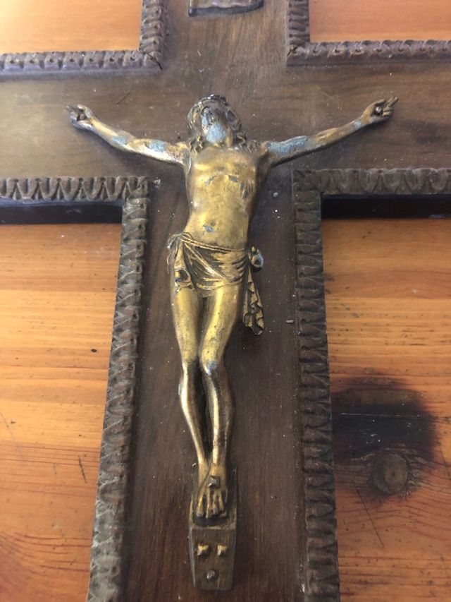Crucifijo Vintage Bronce y Madera