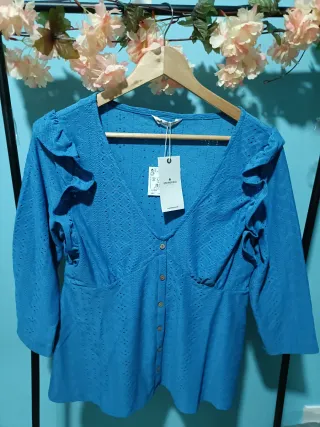 Blusa Springfield volantes azul