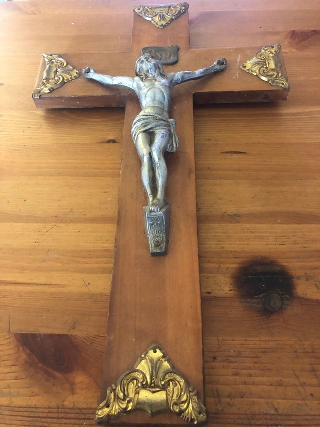 Crucifijo vintage madera y metal