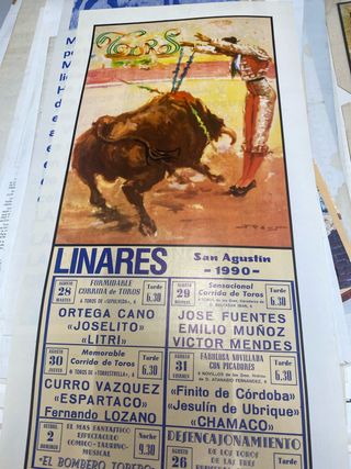 Cartel Toros Linares San Agustín 1990