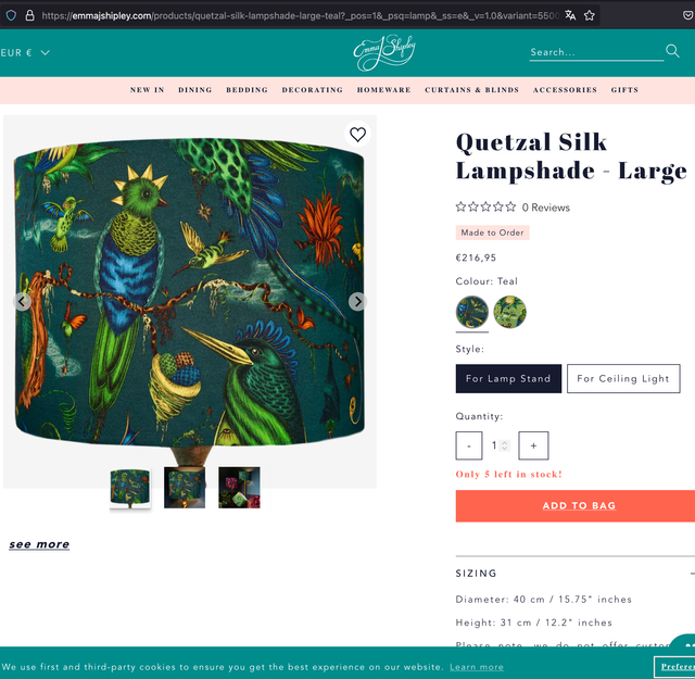 Pantalla de lámpara Emma J Shipley