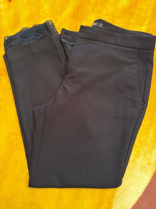 Pantalón Zara vestir negro con encaje