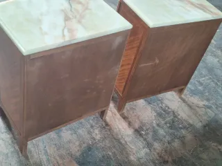 2 Mesitas de Noche Madera y Mármol