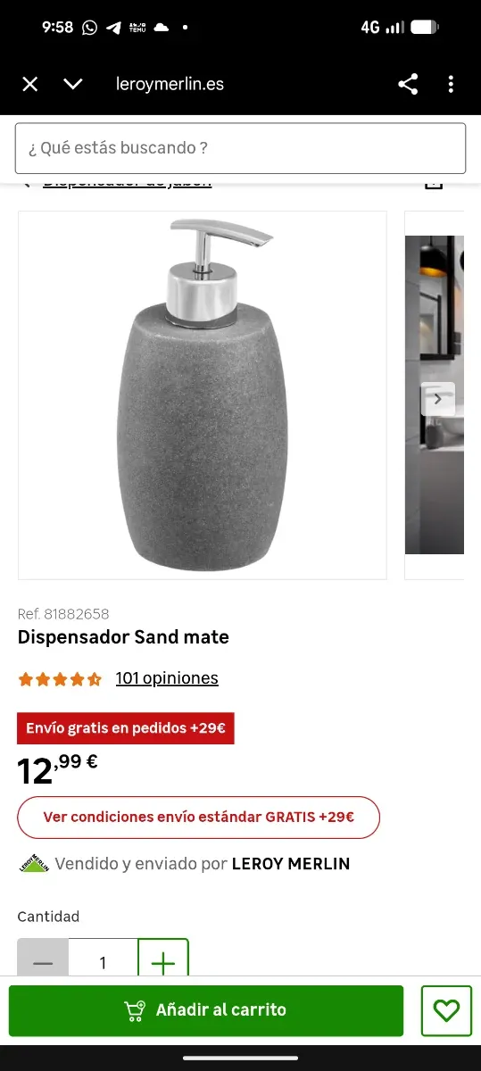 Dispenser di sapone e portasapone in pietra grigia