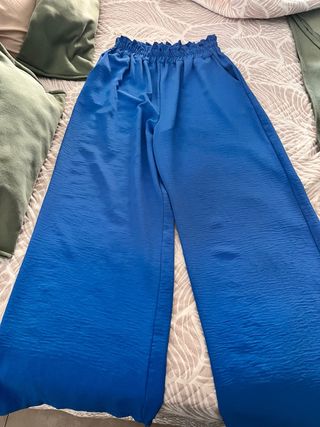 Pantalón ancho azul eléctrico mujer pata ancha