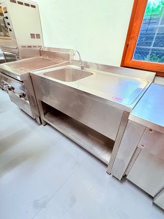 Lavello professionale inox con ripiano