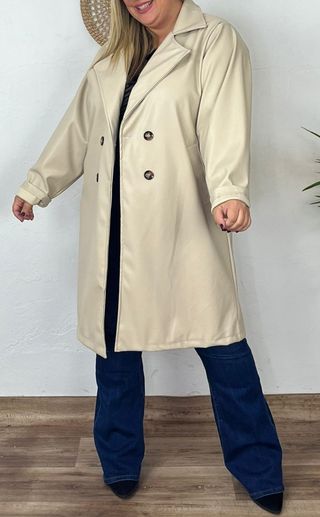 Gabardina sintética beige elegante