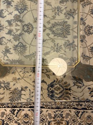 Mesa centro vintage patas león cristal dorado