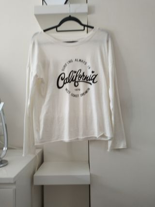 Camiseta blanca California manga larga