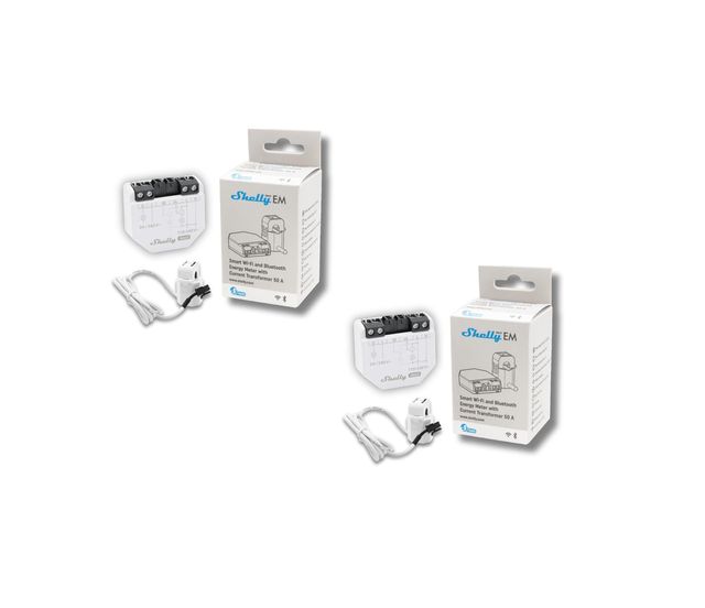2 x Medidor de Energia Shelly EM Gen3+ Caliper 50A