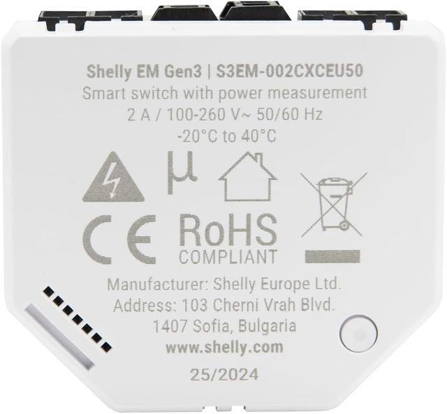 2 x Medidor de Energia Shelly EM Gen3+ Caliper 50A