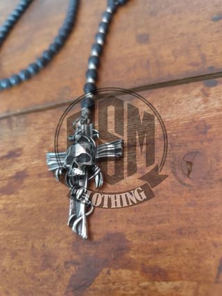Collana Rosario Teschio Croce filo spinato