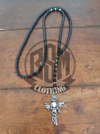 Collana Rosario Teschio Croce filo spinato