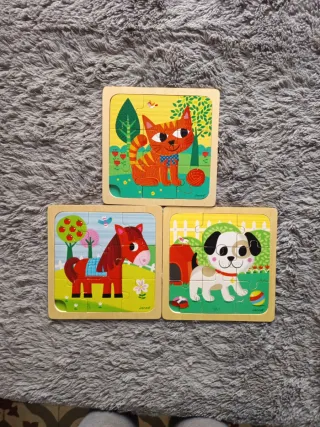 Puzzles de madera infantiles (3 uds)