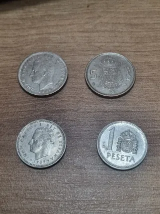 Lote 4 monedas 5 y 1 peseta España 1984*87*89