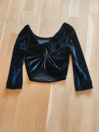Top terciopelo negro manga larga