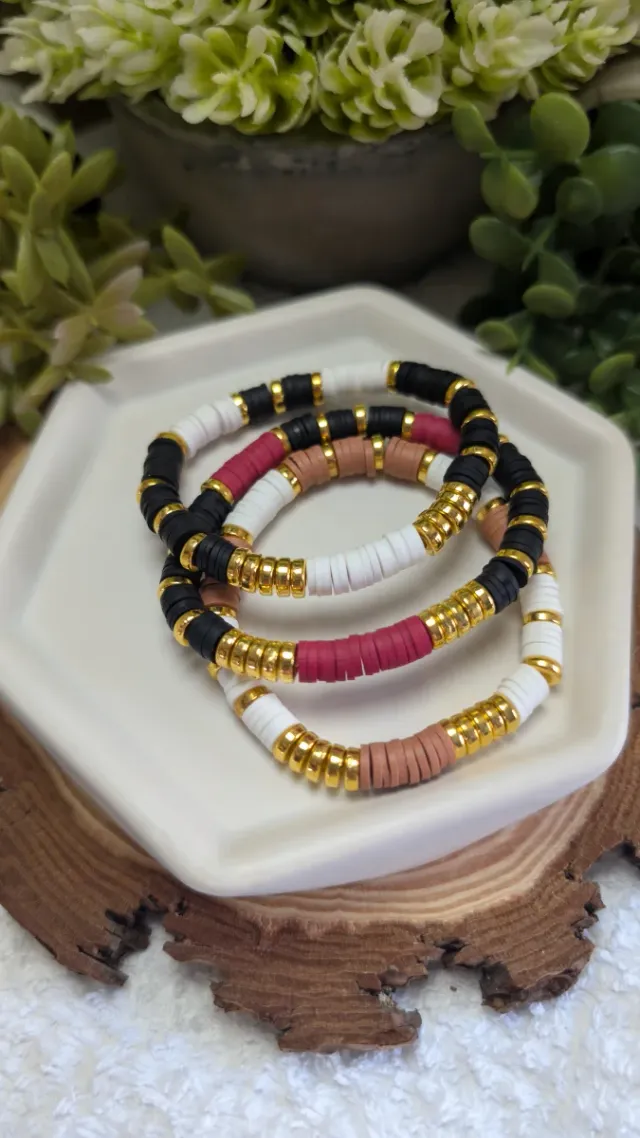 Pulseras planas de cuentas varios colores