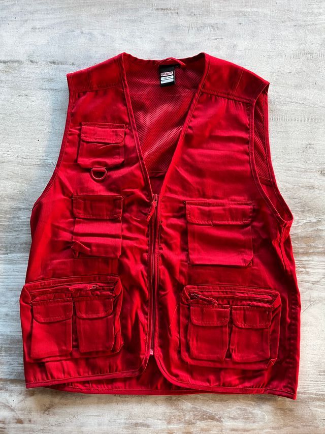 Chaleco Valento Safari Multibolsillos Rojo